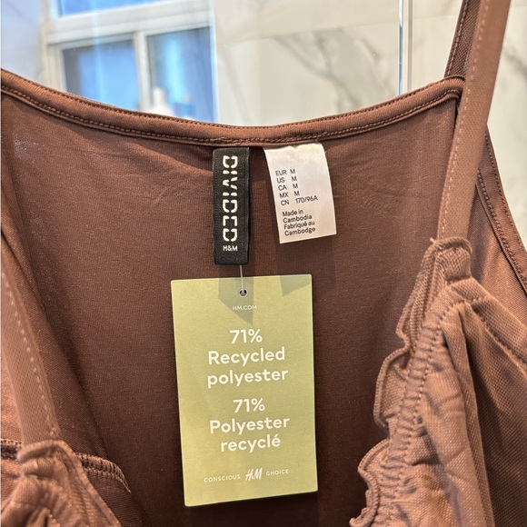 NWT H&M women’s ruched brown party / going out dress! NEW - Picture 4 of 5